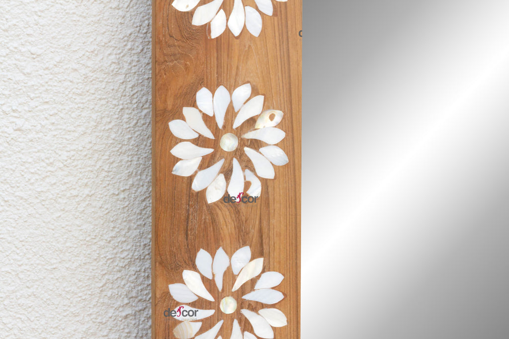 Floral Blossom Inlay Floor Mirror (Trade)