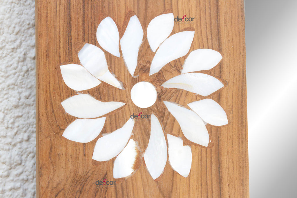 Floral Blossom Inlay Floor Mirror