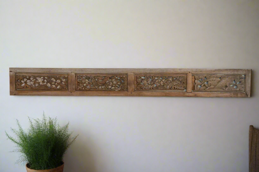 Antique Asian Botanical Carved Frieze (Trade)
