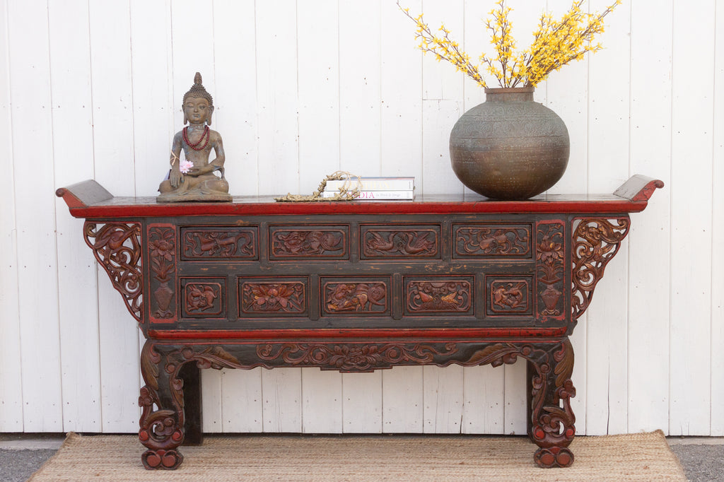 Antique Chinese Block & Gilt Console