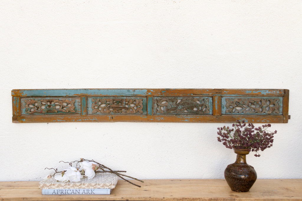 Antique Carved Wall Art with Traces of Original Paint
