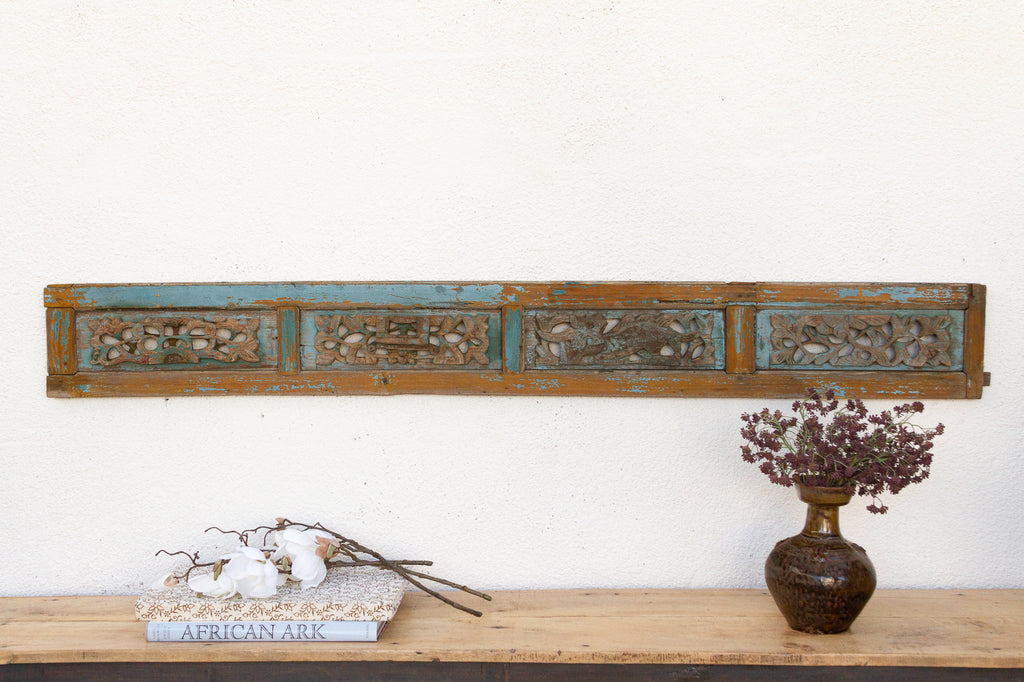Antique Carved Wall Art with Traces of Original Paint