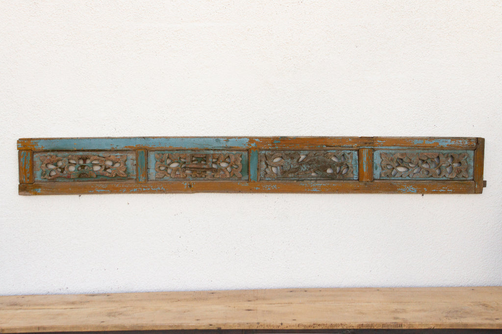 Antique Carved Wall Art with Traces of Original Paint