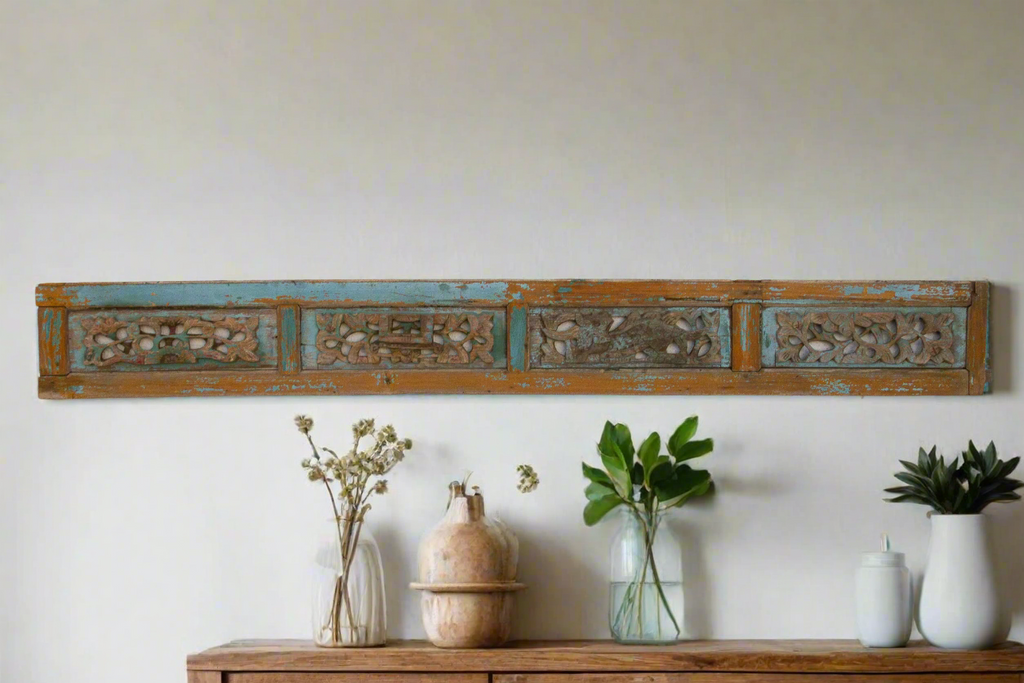 Antique Carved Wall Art with Traces of Original Paint