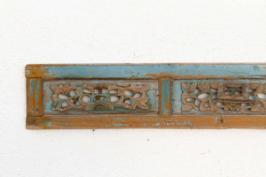 Antique Carved Wall Art with Traces of Original Paint