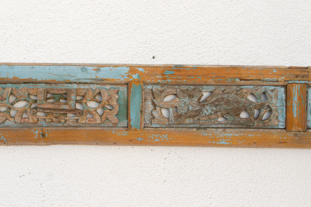 Antique Carved Wall Art with Traces of Original Paint