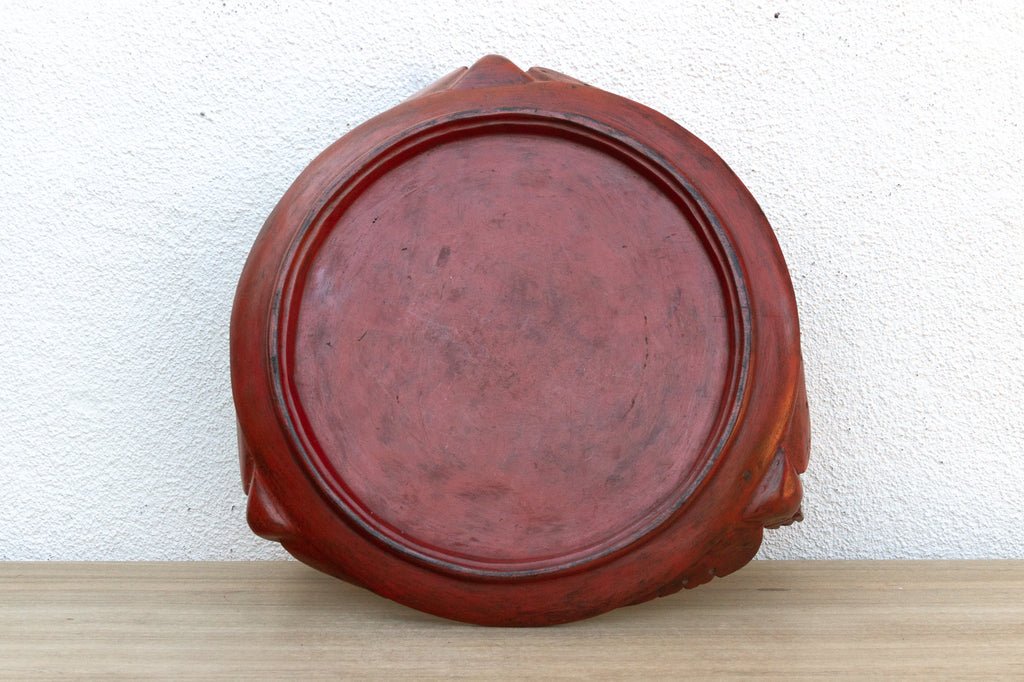 Large Round Red Lacquered Burmese Tray