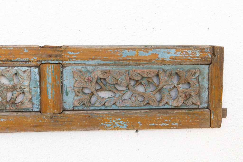 Antique Carved Wall Art with Traces of Original Paint