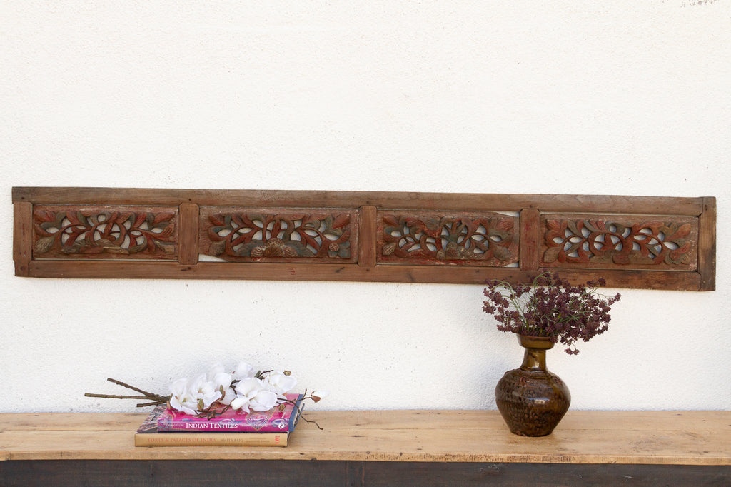 Antique Oriental Garden Wooden Panel