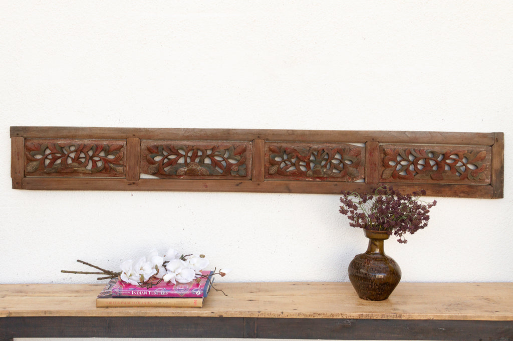 Antique Oriental Garden Wooden Panel