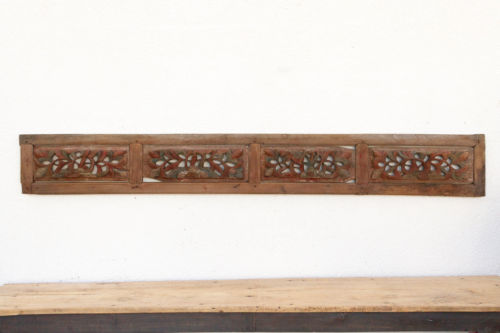 Antique Oriental Garden Wooden Panel