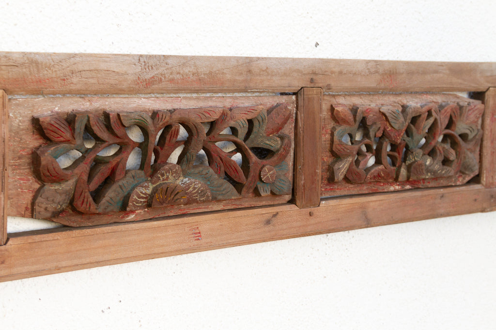 Antique Oriental Garden Wooden Panel