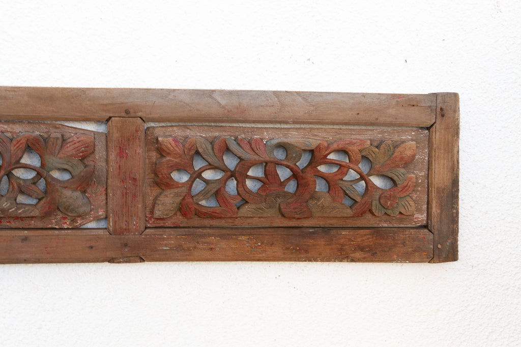 Antique Oriental Garden Wooden Panel