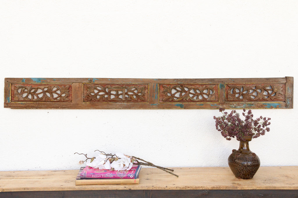 Antique Painted Floral Wall Panel