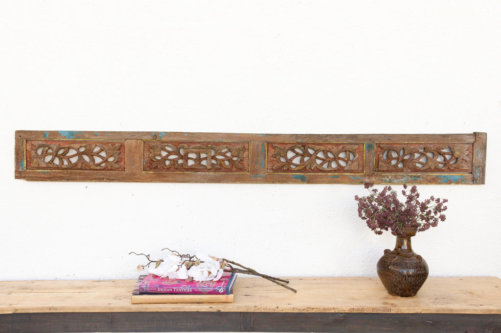 Antique Painted Floral Wall Panel