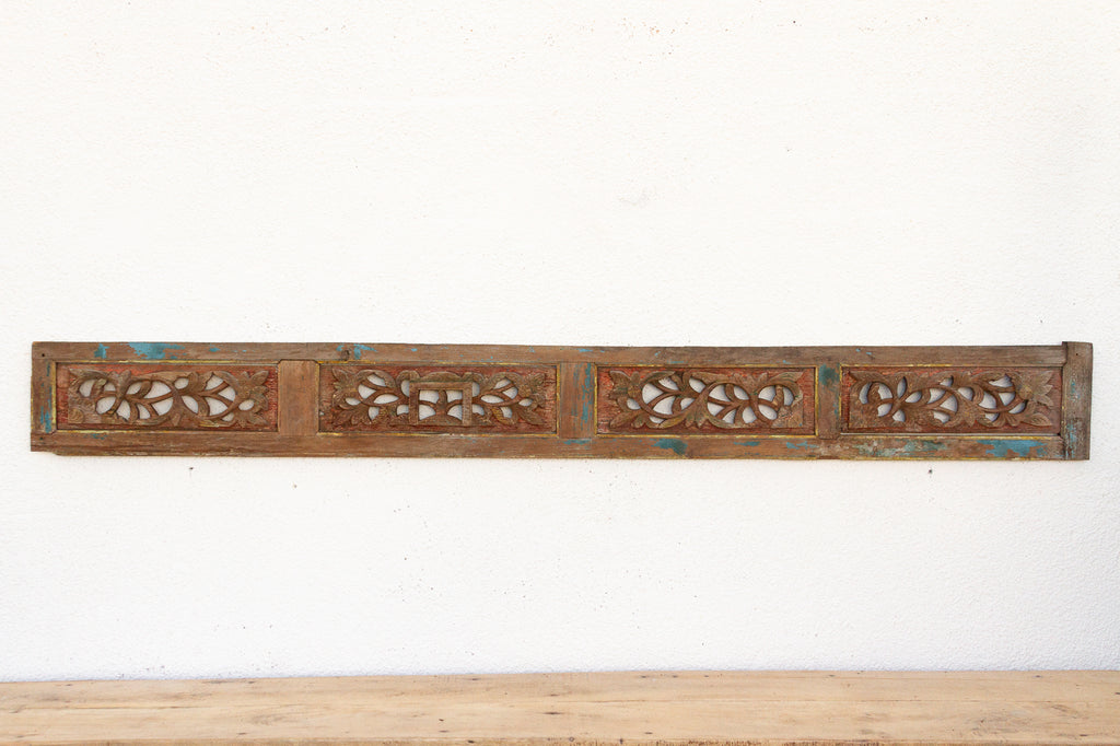 Antique Painted Floral Wall Panel