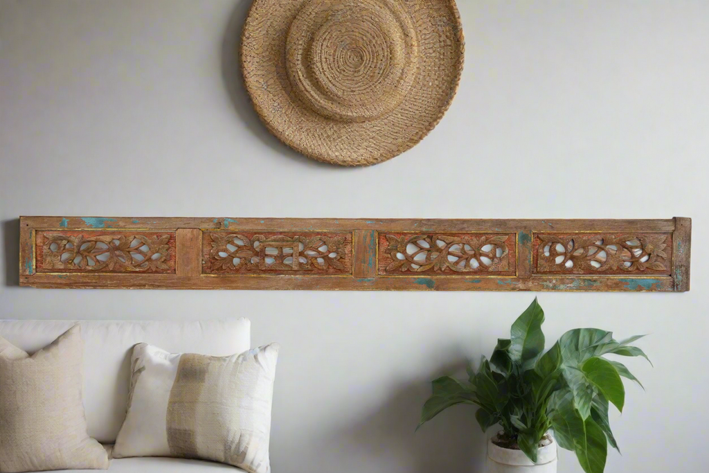 Antique Painted Floral Wall Panel