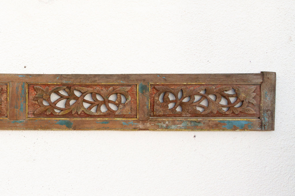 Antique Painted Floral Wall Panel