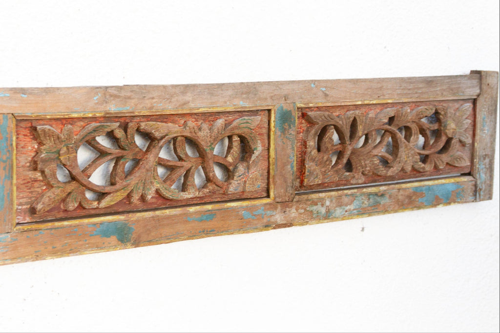 Antique Painted Floral Wall Panel