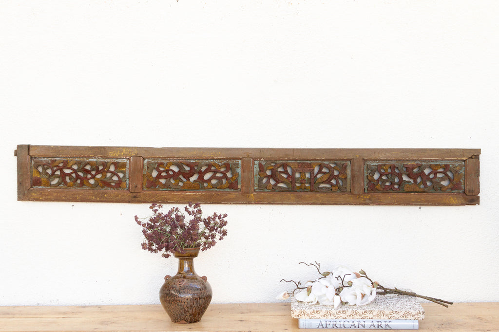 Antique Multicolor Pagoda Wall Carving