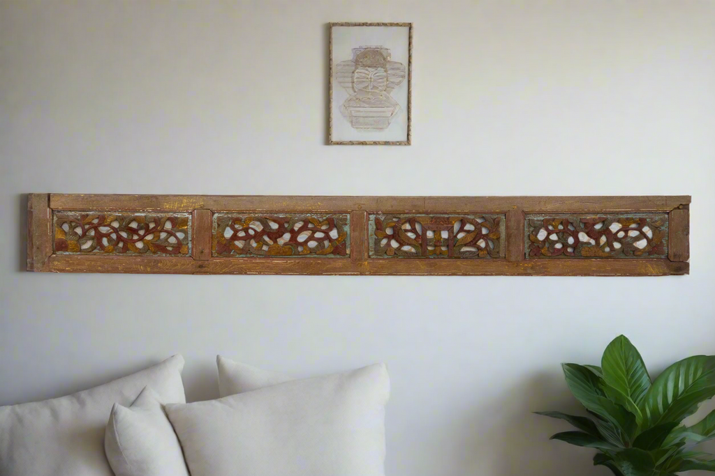 Antique Multicolor Pagoda Wall Carving