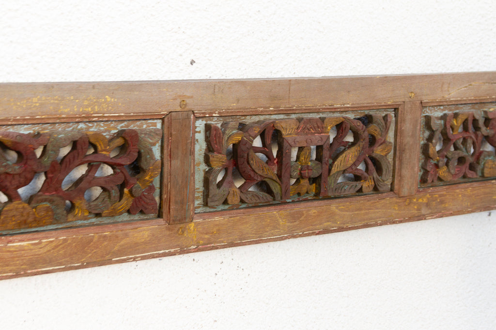 Antique Multicolor Pagoda Wall Carving