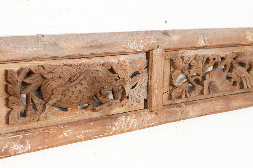 Antique Distressed Hand-Carved Oriental Panel