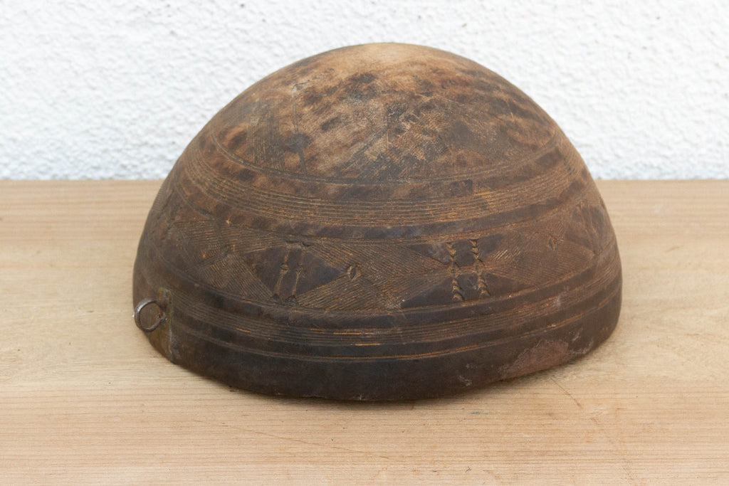 Antique Engraved Bowl w/ Brass Ring Handle