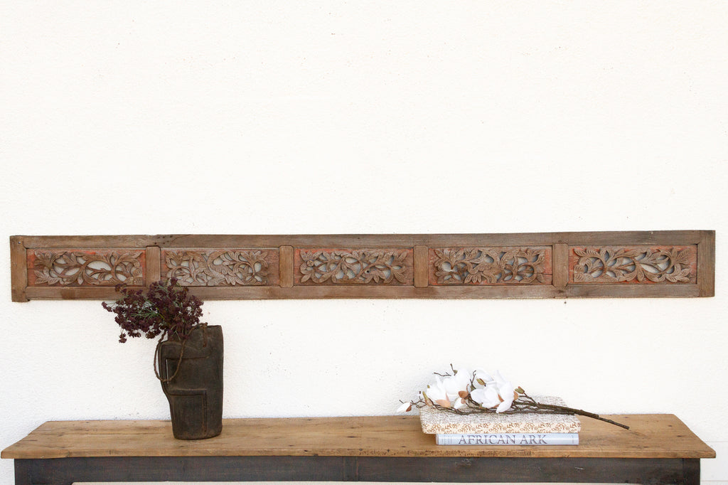 Antique Carved Rustic Wall Art Panel