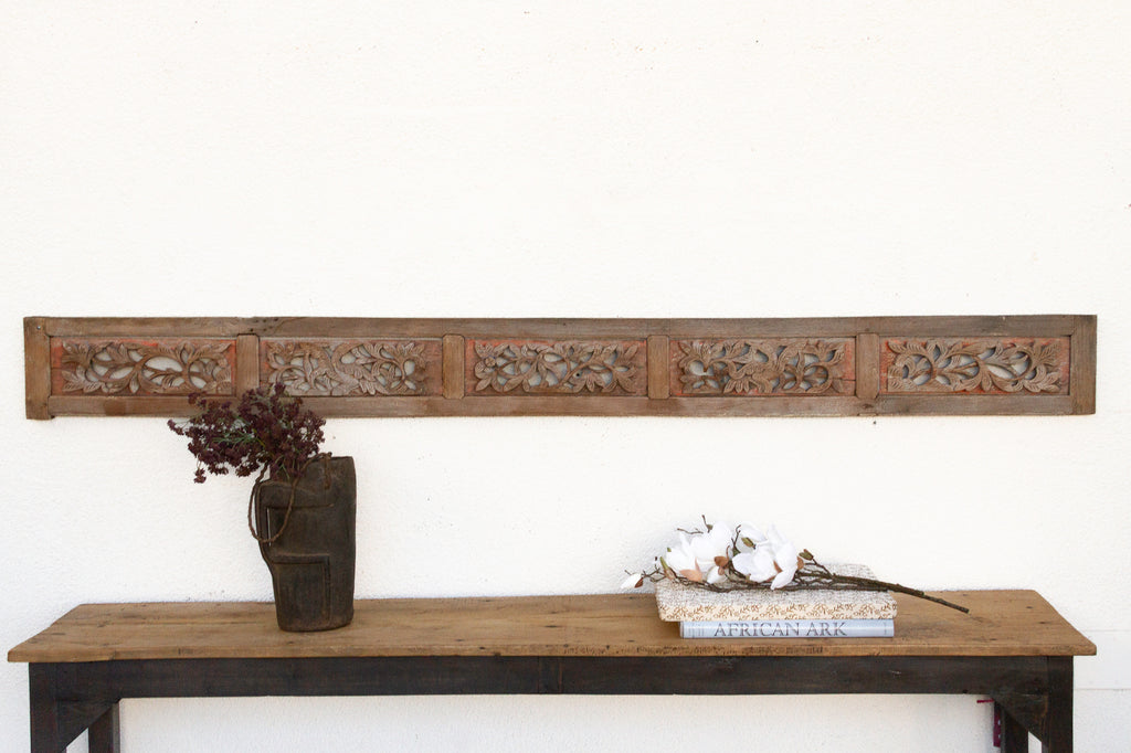 Antique Carved Rustic Wall Art Panel