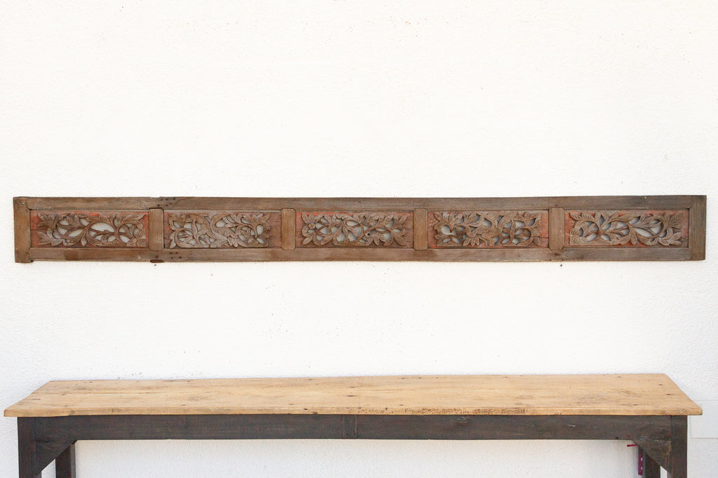 Antique Carved Rustic Wall Art Panel