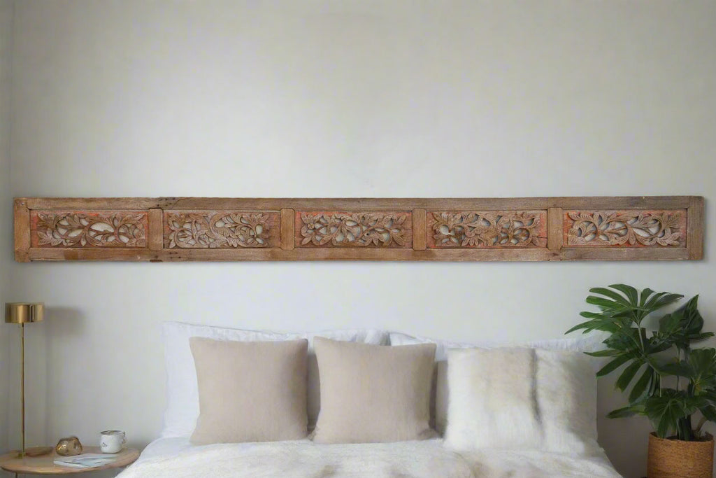 Antique Carved Rustic Wall Art Panel