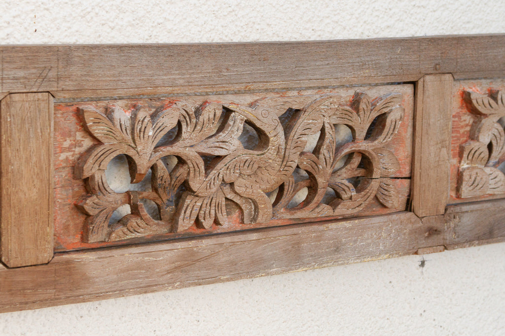 Antique Carved Rustic Wall Art Panel