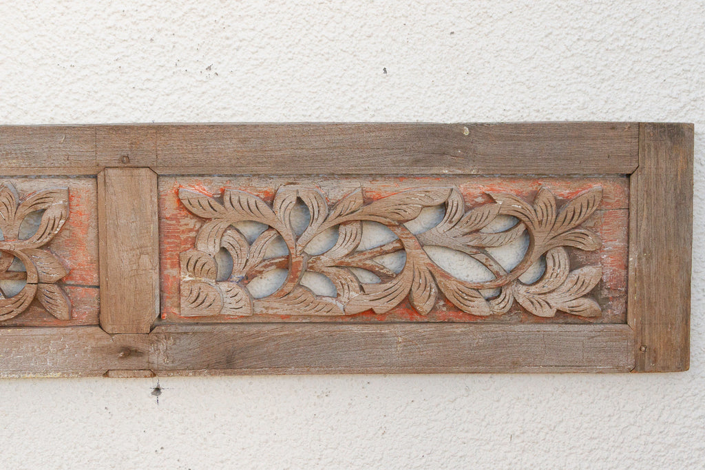 Antique Carved Rustic Wall Art Panel