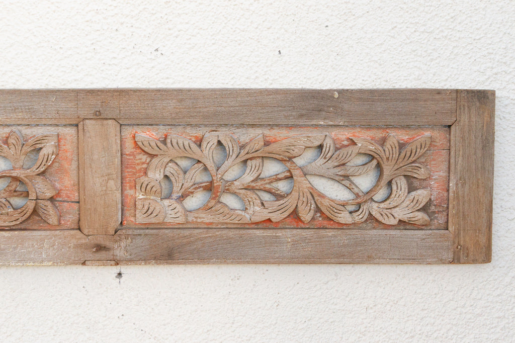 Antique Carved Rustic Wall Art Panel