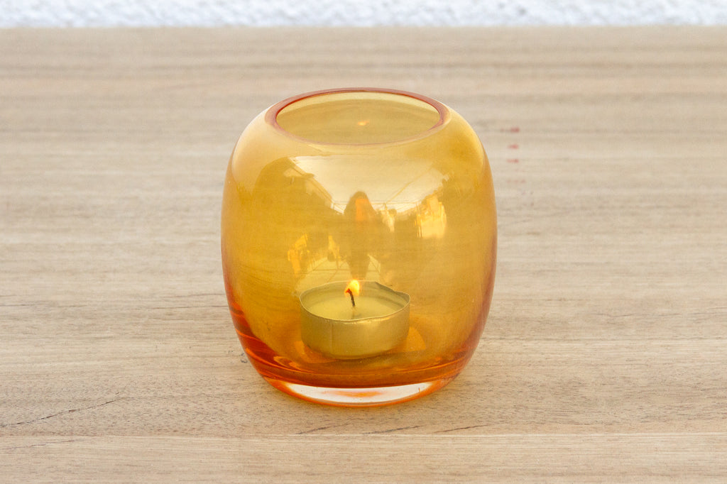 Yellow Sunrise Color Glass Candle Holder
