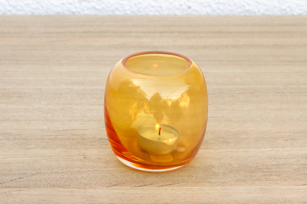 Yellow Sunrise Color Glass Candle Holder
