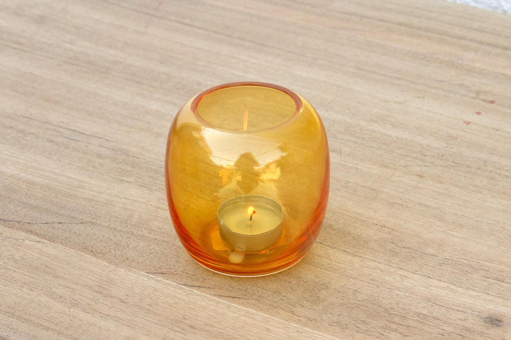 Yellow Sunrise Color Glass Candle Holder