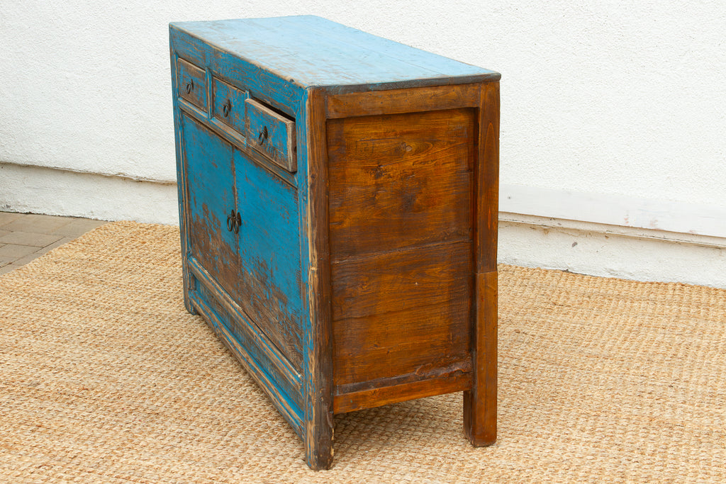 Charming Vintage Cerulean Asian Sideboard