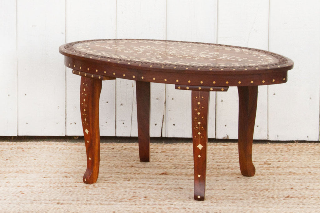 Vintage Rosewood Oval Inlay End Table (Trade)