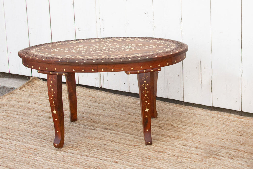 Vintage Rosewood Oval Inlay End Table (Trade)