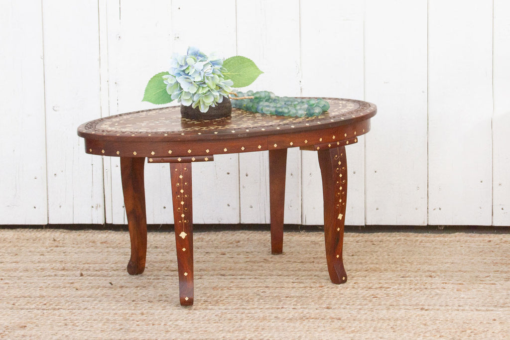 Vintage Rosewood Oval Inlay End Table (Trade)