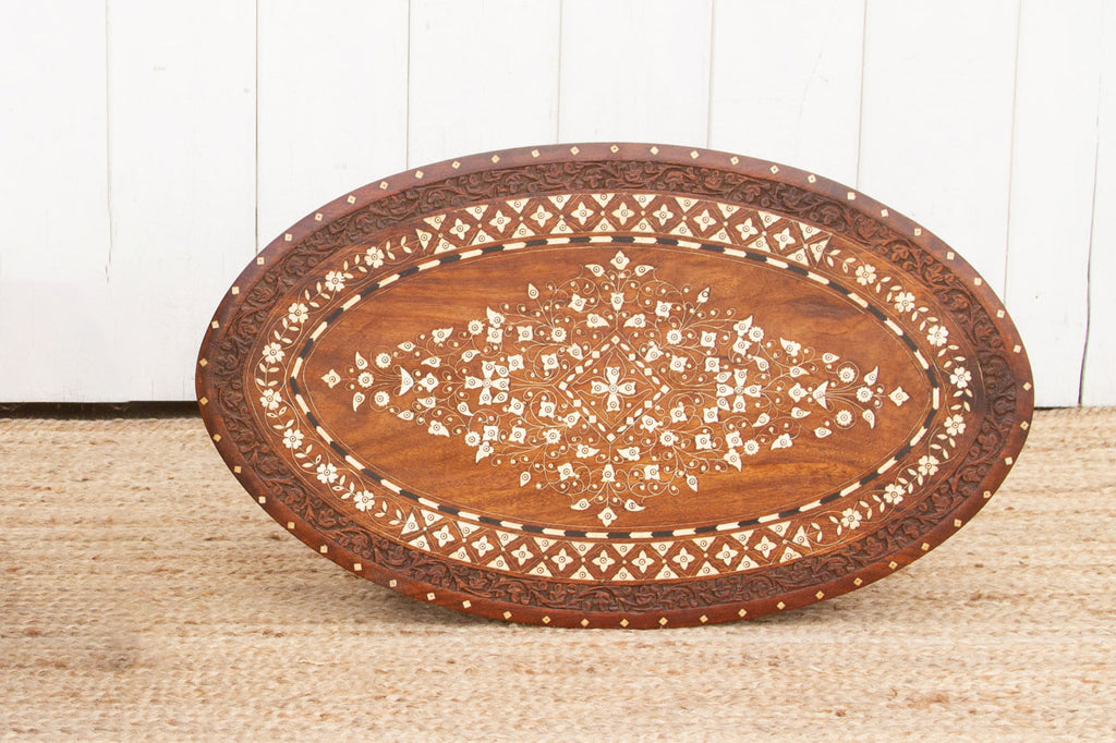 Vintage Rosewood Oval Inlay End Table (Trade)