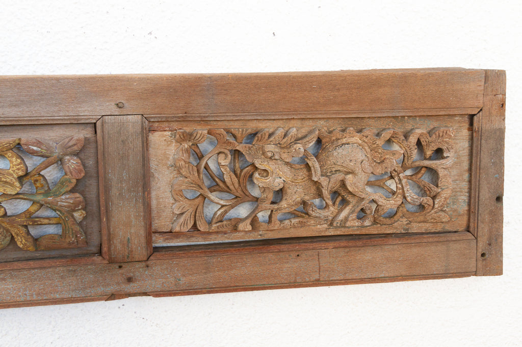 Antique Forest Frieze Asian Carving