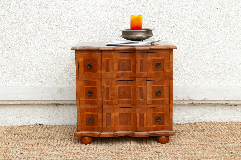 Mid Century Italian Serpentine Walnut Small Dresser