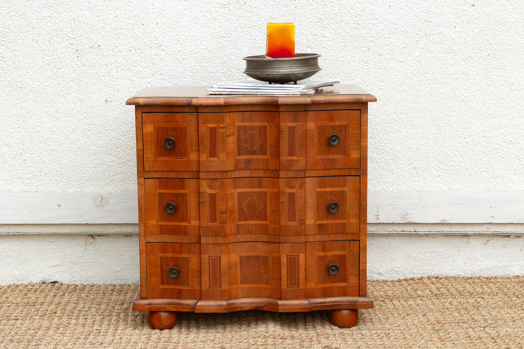Mid Century Italian Serpentine Walnut Small Dresser