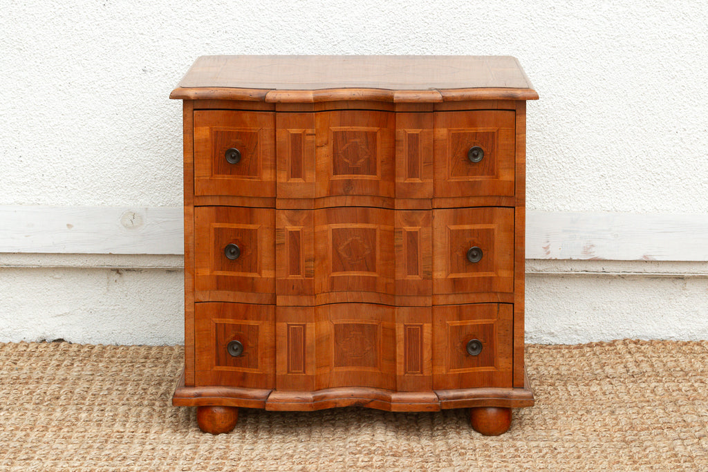 Mid Century Italian Serpentine Walnut Small Dresser