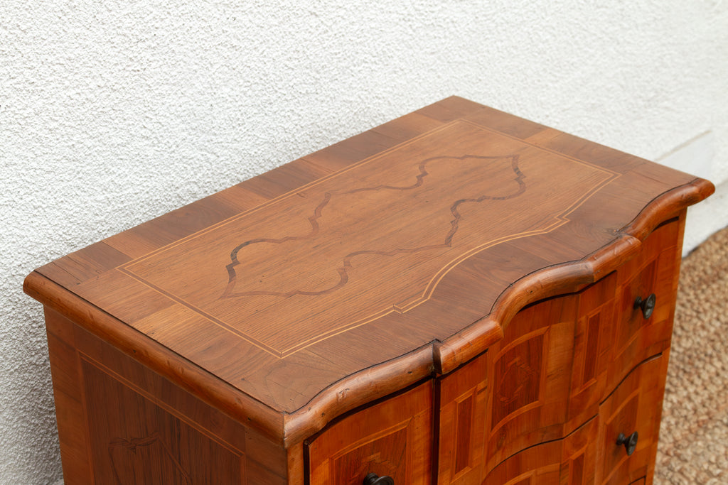 Mid Century Italian Serpentine Walnut Small Dresser
