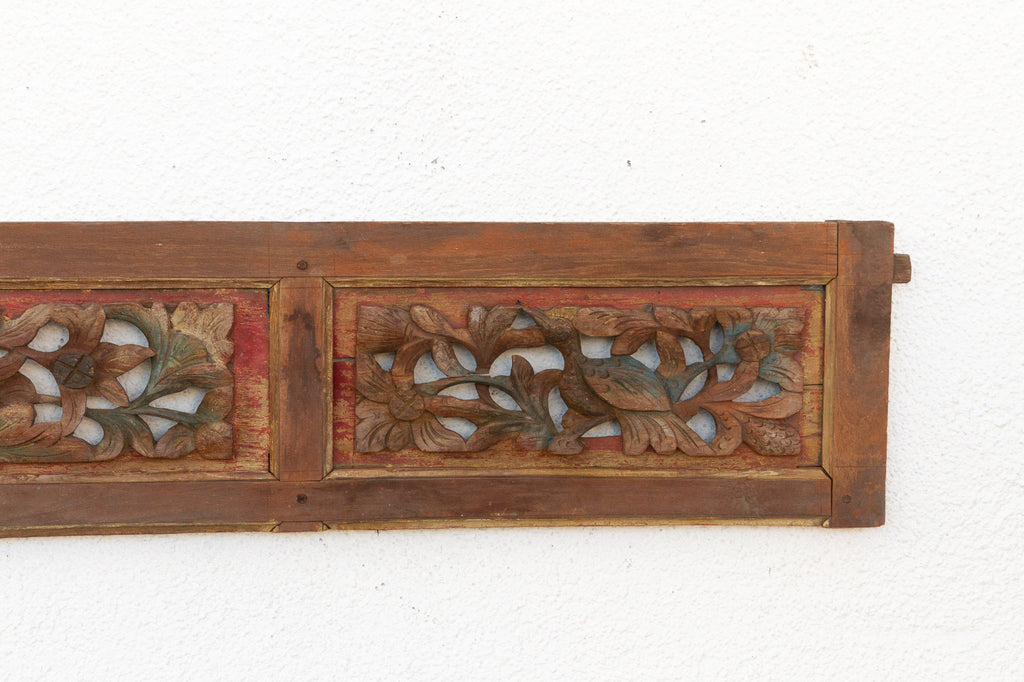 Majestic Floral Carved & Painted Wall Carving