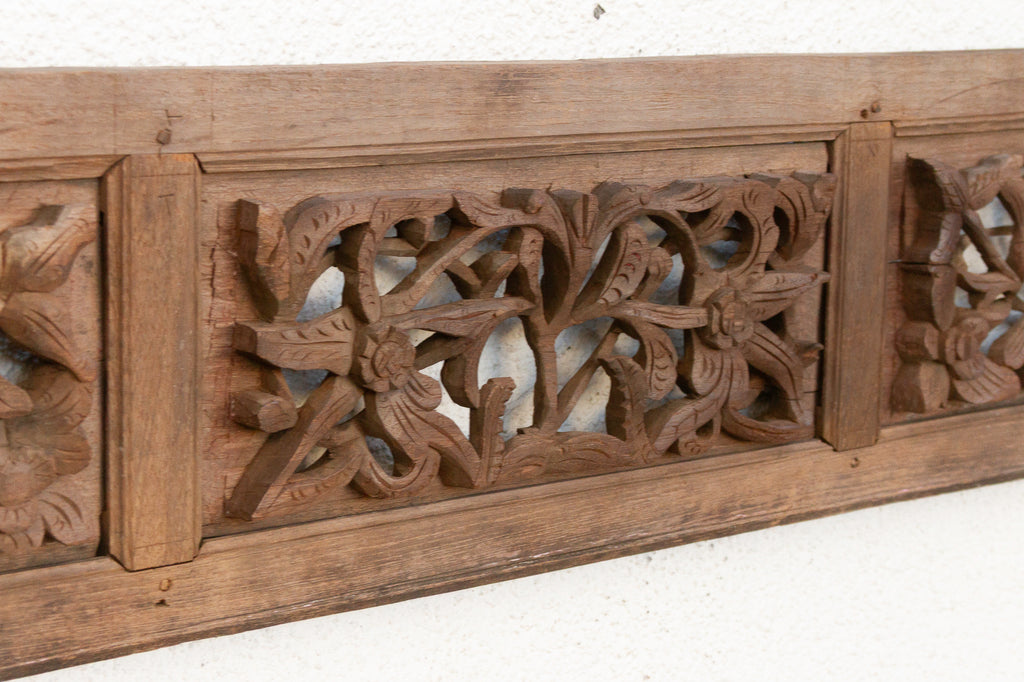 Antique Scholar's Five Paneled Carved Screen